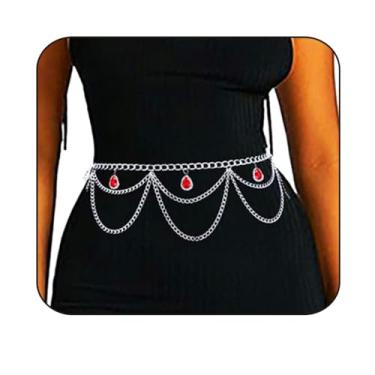 Imagem de Blindery Corrente multicamadas de metal, corrente de cintura sexy, joia corporal, corrente de strass de luxo para mulheres e meninas, Large, liga metálica, Strass