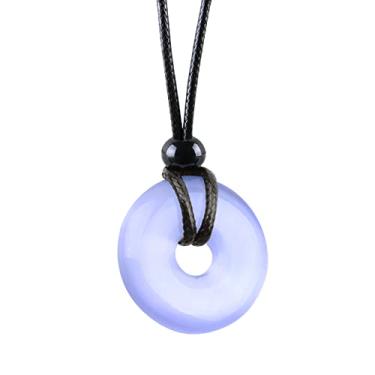 Imagem de Colar de cristal – pingentes de donut da sorte – Joias Good Karma – círculos de olho de gato simulados fofos – proteção espiritual e amuletos de energia positiva – amuletos de boa sorte – Talismãs