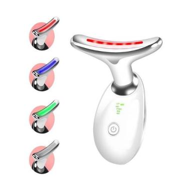 Imagem de Massageador Branco Aparelho Recarregável para Tratamento Facial Led Li