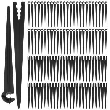 Imagem de Aifeier ET Kit de 100 estacas de irrigação por gotejamento, 50 peças tipo C e 50 peças de estacas de suporte tipo Y para suporte de mangueira de tubulação de 1/4 polegada, peças de sistema de