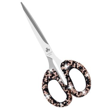 Imagem de Koqye Tesoura de strass de 15 cm – Tesoura fofa de aço inoxidável para escritório, casa e artesanato, ferramenta decorativa de corte de papel com alça brilhante (preto)