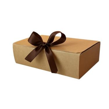 Imagem de Embalagem Presente, Retangulares Kraft, Caixas Embalagem de Presente com LaçO de Cetim(31x 25 X 8cm)(1 Unidade)