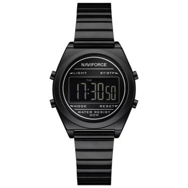 Imagem de Relógio Digital Feminino Com Pulseira De Aço Inoxidável De Quartzo Elegante Preto