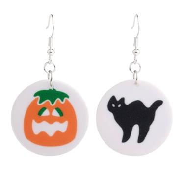 Imagem de Gracayfr Brincos fofos de biscoito de açúcar para o Dia das Bruxas, presentes para melhor amiga, filha, comida engraçada, outono, assustador, leve, hipoalergênico, brincos, Latão latão Arcylic, Sem