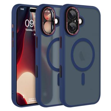 Imagem de AIGOMARA Capa magnética para iPhone 17, [compatível com Magsafe] [proteção total da câmera] Capa protetora fina à prova de choque translúcida fosca para iPhone 17 de 6,3 polegadas, azul