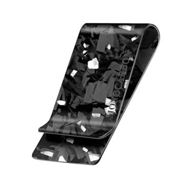 Imagem de MONOCARBON Clipe para dinheiro masculino de fibra de carbono forjado real, 3,5 cm de largura, ultrafina e ultraleve, porta-cartão de crédito EDC fino - presente para marido/namorado - prata fosca