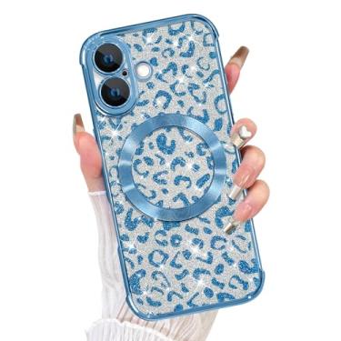 Imagem de Fiyart Capa projetada para iPhone 17 2025, compatível com MagSafe Plating Proteção para câmera Cheetah Leopard Print Glitter Magnetic para mulheres e homens à prova de choque para telefone 16 cm