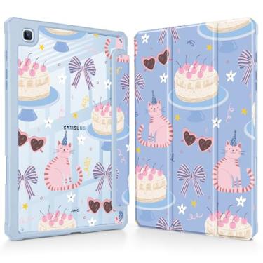 Imagem de Tuiklol Para Samsung Galaxy Tab S6 Lite 10,4 polegadas 2024 2022 2020, Buit in S Pen com capa protetora à prova de choque, capa traseira transparente transparente despertar/hibernar, gato bolo