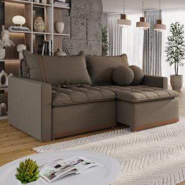 Imagem de Sofá Cama em Madeira Eucalipto e Bouclê 220cm Flórida Marrom