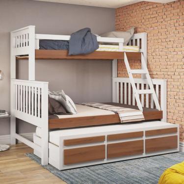 Imagem de Treliche com Cama de Casal com 3 Gavetas Madeira Maciça Móveis Saraiva