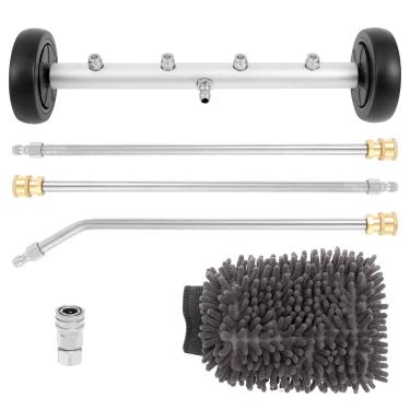 Imagem de WhSunVo Lavadora de material rodante, limpador eficiente sob o carro, vassoura de água com 3 peças de varinha de extensão e luva de lavagem de carro para limpeza de carro