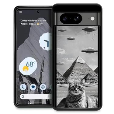 Imagem de CARLOCA Capa compatível com Google Pixel 8, design gráfico moderno, à prova de choque, antiarranhões, proteção contra quedas para Google Pixel 8 engraçado gato selfie com capas de OVNIs
