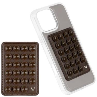 Imagem de Walli Suporte de telefone com ventosa de sucção, acessório aderente de silicone para iPhone, suporte de telefone com sucção forte para uso sem usar as mãos livres, marrom