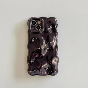 Imagem de Capa de celular luxuosa com revestimento antirrugas, ondulado e com bordas curvas para iPhone 16, 15, 12, 13, 14 Pro Max, proteção de câmera com irregularidades 3D (para iPhone 13/preto)