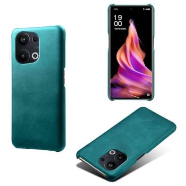 Imagem de Capa para OPPO Reno 10 Pro+,Proteção contra quedas,Casca de volta de cor sólida simples,Design de couro de imitação de plástico-Green