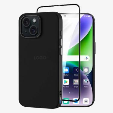 Imagem de Kit Capa Capinha Case Proteção Premium Preta Anti Impactos + Película de Vidro 3d (iPhone 14 Plus)