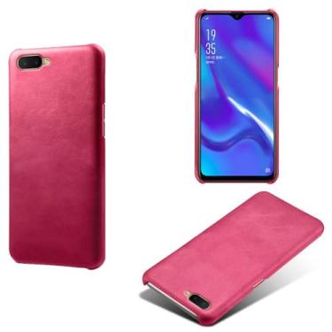 Imagem de Capa para OPPO R15X,Proteção contra quedas,Casca de volta de cor sólida simples,Design de couro de imitação de plástico-Rose