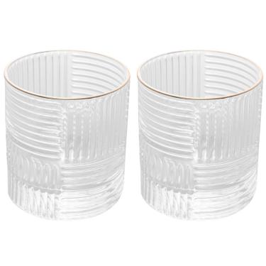 Imagem de Jogo De 2 Copos 320ml Para Whisky Borda Dourada Chess Wolff