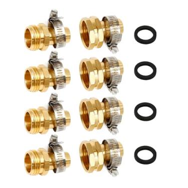 Imagem de DUZFOREI Kit de reparo de mangueira de jardim com 4 conjuntos, para mangueira de jardim de borracha de 5/20.3 cm e 3/10.2 cm, conector de mangueira fêmea e macho com braçadeiras