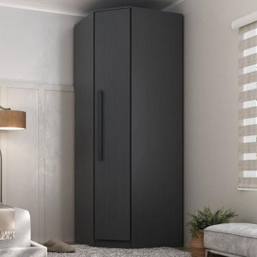 Imagem de Guarda-Roupa Solteiro Modulado Lugano 1 Porta 2 Prateleiras Grafite - Hecol Móveis