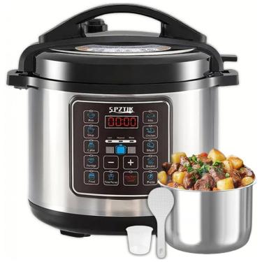 Imagem de Panela de Pressão Elétrica 12 em 1 de 5,7 Litros, Multifuncional com Display LED, Cozinheira de Arroz Elétrica com Programação de 24 Horas