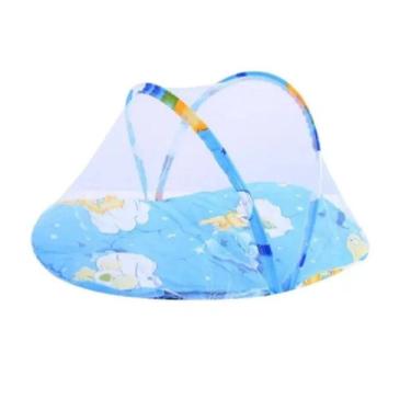 Imagem de Berco Mosquiteiro Cama Bebe Colchonete Tenda Portatil Travesseiro Cercadinho Dobravel Colchao