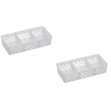 Imagem de Kit 2 Cestos Organizadores Multiuso c/ Divisórias Quadratta 23x11x5cm 