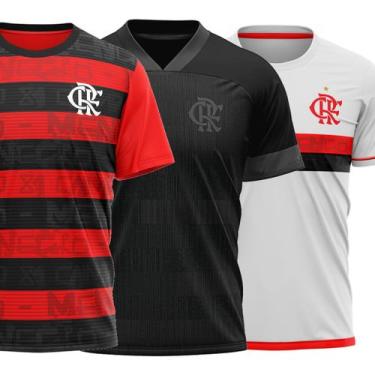 Imagem de Kit 3 Camisas Do Flamengo Masculina Oficial Licenciado, M, Vermelho