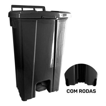 Imagem de Lixeira 100 Litros Com Roda E Pedal Cor Preto