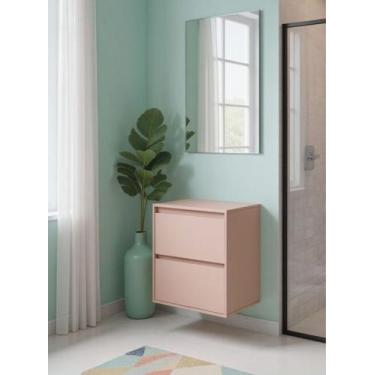 Imagem de Gabinete para Banheiro com Espelho 60cm Mdf Rosa Dubai - On Móveis
