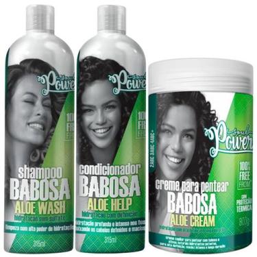 Imagem de Kit Babosa Soul Power Shampoo Condicionador Creme De Pentear Pote Gran