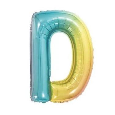 Imagem de Balão de Letra Gigante Metalizada Multicolor  - 75 cm - PartiuFesta, D