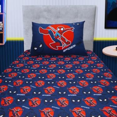 Imagem de Jogo de Cama Solteiro Infantil Spidey E Seus Amigos – Homem Aranha Antialergico Lençol c/Elástico 2 peças – Malha 70% Algodão 30% Poliéster Original Disney Premium