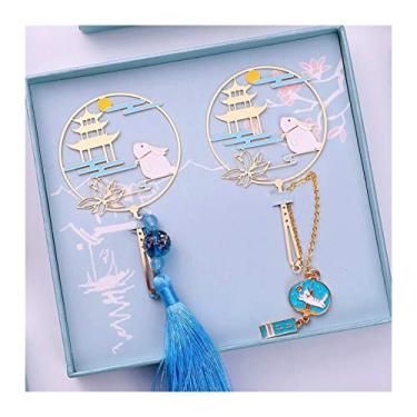 Imagem de Marcador de livro estilo chinês clássico marcador de página de metal redondo com correntes e borlas, presente ideal para leitoras mulheres e crianças marcador de livro de metal