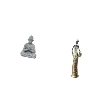 Imagem de Fenteer Escultura em Miniatura de Buda Sun Wukong com Estatueta de Tribal Africana, Estátua Colecionável para Decoração de Casa E Presente de Inauguraç