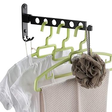 Imagem de Cabide de roupas portátil sólido, rack de secagem de roupas dobrável, barra de toalha de banho, suporte para roupas de lavanderia, secador de parede varanda de banheiro (cor: preto) (preto) (preto