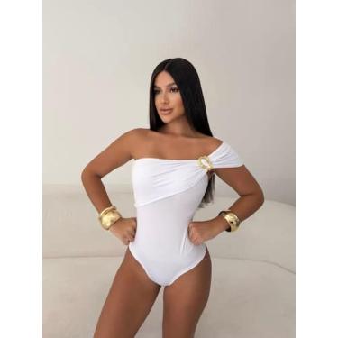 Imagem de Body Um Ombro Detalhe Fivela - luh may, Branco, M