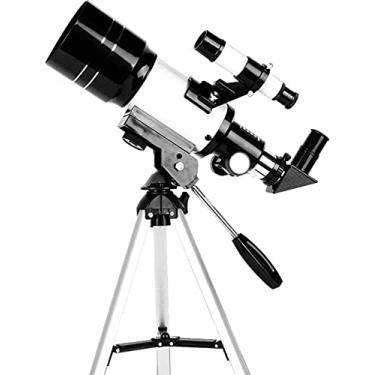 Imagem de Telescópio para iniciantes, abertura de 70 mm, telescópio refrator astronômico de 300 mm, tripé e mira localizadora - Telescópio portátil de viagem com smartphone