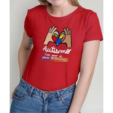 Imagem de Camiseta Camisa Algodão Feminina Masculina Adulto Campanha Abril Azul 