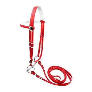 Imagem de Pegciuho Rédeas para Cavalo, Cabresto E Correia de Pescoço para Treinamento em Clube E Fazenda, M Red