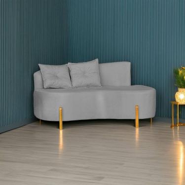 Imagem de Sofá Orgânico 02 Lugares Para Sala Ds Home Veludo Cinza