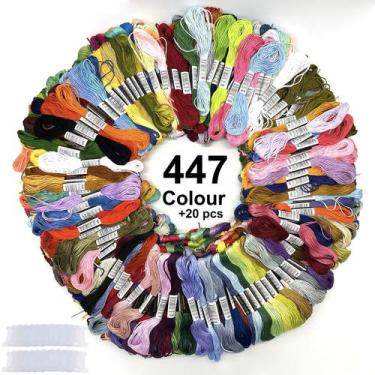 Imagem de Kit de cordas de pulseira Hozzwhoo 447 cores, fio de algodão 8m