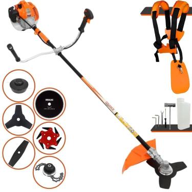Imagem de Roçadeira À Gasolina VR520H Vulcan 52cc 2T 2,5HP Completa C/ Carretel Nylon + Faca 2 Pontas + Faca 3 Pontas + Faca 6 Pontas + Faca 80 Dentes + Trimmer