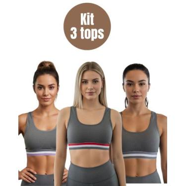 Imagem de Kit 3 Top Suplex Camiseta Mescla Fitness Academia sem Bojo - valen sto