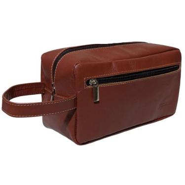 Imagem de Necessaire Feminina Estojo Viagem Maquiagem Grande Em Couro - Art Mina