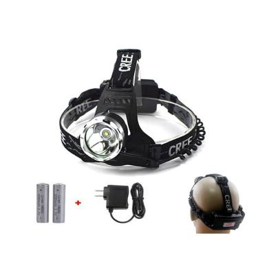 Imagem de Lanterna De Cabeça T6 Led Cree Tatica Profissional Com Zoom Carregador Veicular