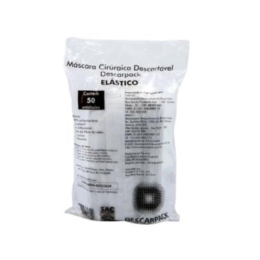 Imagem de Descarpack Máscara Cirúrgica Tripla com Elástico Branca Pacote com 50un