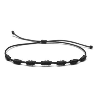 Imagem de Pulseira Kabbalah 7 Nós Vermelho – Proteção e Força Espiritual | Amuleto Contra Energias Negativas | Ajustável, Artesanal e Símbolo de Equilíbrio e Poder (Preto)