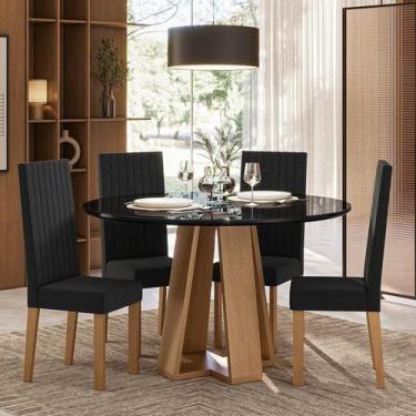 Imagem de Sala de Jantar Estilo Red Vidro com 4 Cadeiras Suede Laura - Sonetto M