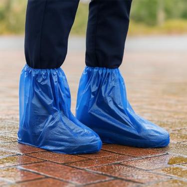 Imagem de 2 capas descartáveis para sapatos de chuva para adultos, à prova d'água, protetores de sapatos antiderrapantes para uso externo e à prova d'água, Azul, Short